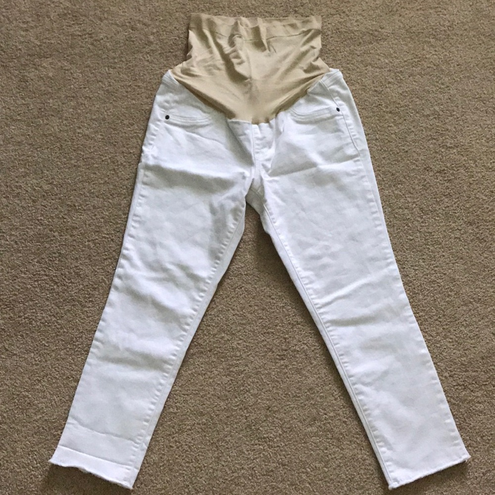 a:glow white maternity ankle jeans